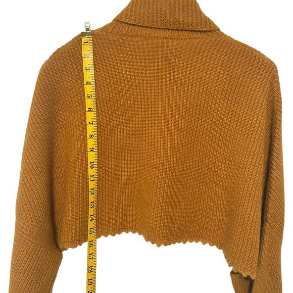 NWTs Lapointe Cropped Frayed Hem Cashmere Silk Turtle Neck Sweater (L) - Picture 8 of 16